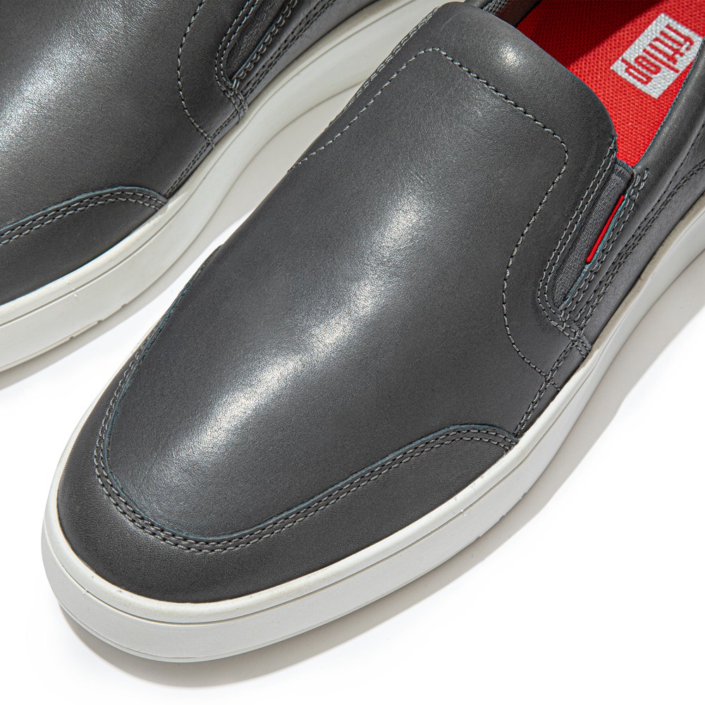 Fitflop Mens Slip-on Grey - Rally X Leather Sneakers - 23FRGZYJL